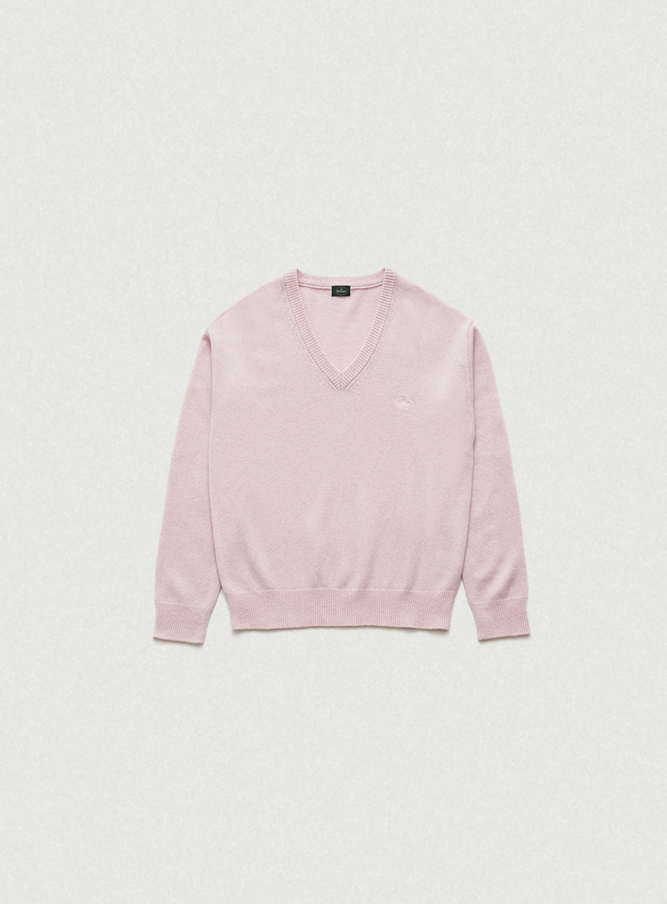 Pink Plain V-Neck Knit Sweater